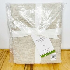 Pottery Barn BELGIAN FLAX‎ LINEN 1 Standard Floral Stitch Quilted Sham